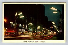 Chicago, IL-Illinois, State Street At Night Walgreens Antique, Vintage Postcard picture