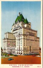 Hotel Vancouver BC British Columbia Canada WB Postcard PM WOB Note VTG 3c Stamp picture