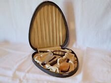Antique 7 pc Vanity Set in Case Brush Comb, Mirror, Nail Files, Toothbrush picture