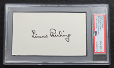 LINUS PAULING Signed 3x5 Card NOBEL PRIZE-Chemistry-Peace Prize Win-PSA 10 Auto picture