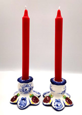 Vintage Porta Portugal 577 Handpainted Ceramic Candle Holders Set of 2 picture