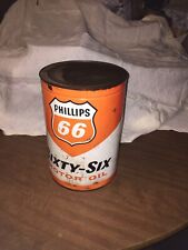 Vintage 1950s Phillips 66 Red Sixty Six 5 QT Metal Oil Can Empty F/C with Patina picture