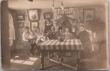 Vintage 1910s European RPPC Real Photo Postcard Large Family at Dinner Table picture