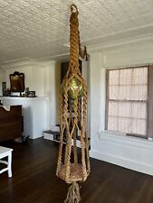 Vintage Jute Macrame 7 Ft Hanging Swag Light And Planter With Table picture