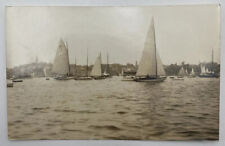 Postcard Sailboats Harbor Marina Old Buildings RPPC picture