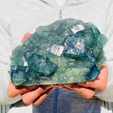 2000g Rare Transparent Green Cube Fluorite Mineral Crystal Specimen Healing picture