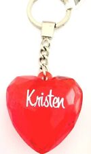 Kristen Heart Keychain Personalized Name Keyring Sparkle Prism Red Kristen Gift  picture