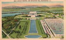 Postcard Washington DC Lincoln Memorial & Reflecting Pool Linen Vintage PC H9585 picture