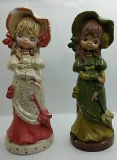 2 Plaster Vintage Girl Statues - 1970’s style - sculpture/ figurine - 12 inches  picture