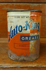 Vintage RARE AUTO KING 5lb Metal Grease Oil Can w/ Original Lid - Empty picture