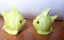 Fish salt & pepper shakers Ugly/Cute? Odd, Eclectic Kitsch,Vintage Green Ceramic picture