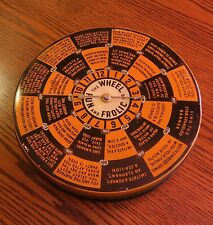 Vintage 1930s Wheel of Fun and Frolic 3lb Candy Tin Halloween Spinner Stunt Game picture
