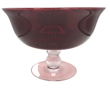 PartyLite Ruby Red Clear Hand Blown Glass Pedestal Bowl Decor picture