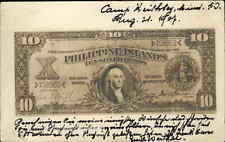 Paper Money Currency $10 US Philippines Note on c1907 Real Photo Postcard picture