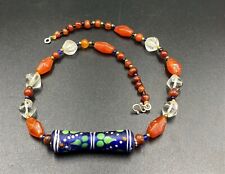 Vintage Antique Himalayan Antiquities Carnelian Crystals Jewelry Glass Necklace picture