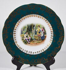 Vintage Hand Painted Austria Porcelain Plate Victorian Medallion Gilt Margins  picture
