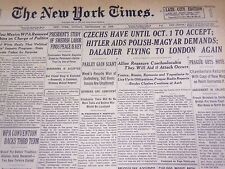 1938 SEPTEMBER 25 NEW YORK TIMES - CZECHS HAVE UNTIL OCT. 1 TO ACCEPT - NT 726 picture