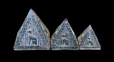 RARE ANCIENT EGYPTIAN ANTIQUE Set of 3 Pyramid with Handcrafted Sculptures picture