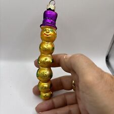 Blown Glass Christmas Ornament Inch Worm In Top Hat Bookworm picture