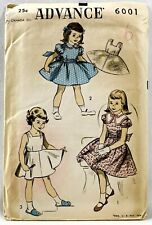 1950s Advance Sewing Pattern 6001 Girls Dresses & Slips 2 Styles Size 6 13774 picture