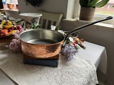 Vintage  French Copper Saute Pan Fabrication Francaise 10” Heavy 2.6mm Hammered picture