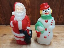 1968 Vintage Blow Mold Snowman & Santa Claus Empire Plastics 13 Inches picture