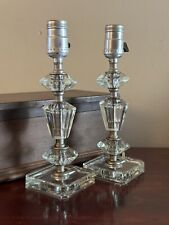 2 Beautiful Vintage MCM Clear Glass Leviton Boudoir Table Lamps - Pair picture