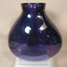 2002 Sharon Fujimoto Signed Indigo Blue Purple Dichroic Flecks Vase EC  picture