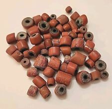 Antique Lot Of Native American Trade BEADS - Brick Red Huron picture