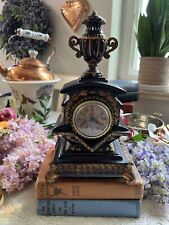 Vintage Neoclassical Black Gold Ornate Clock Urn Topper. Quartz Battery. Works picture
