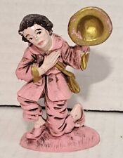 Vintage Christmas Nativity Shepherd Boy Plastic Italy Pink Clothes Kneeling  picture