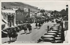 RPPC Lakeview OR Round Up Parade Rodeo horses flag autos JH Eastman photo G60 picture