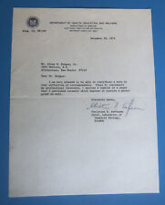 Christian Anfinsen (Nobel Prize Chemistry 1972) Typed Signed Letter Dated 1974 picture