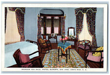 San Jose Costa Rica C.A. Postcard Hotel Europa Bedroom and Bath c1930's picture