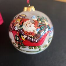 Chase Inside Art Hand Painted Glass Ornament Santa And Reindeer picture