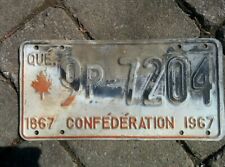 Vintage 1867 1967 QUEBEC QC Canada Vehicle License Plate Confederation ~ POOR picture
