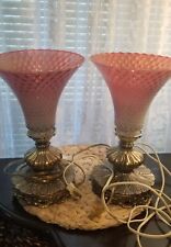 Fenton Cranberry Opalescent Glass torch Two table  lamp picture