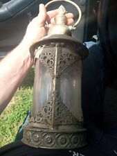 Round Metal And Glass Gold Antique Lantern With Handle 15