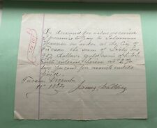 1882 TUCSON A.T. TERRITORY ARIZONA PROMISSORY NOTE PAYABLE IN GOLD COINS $61.95 picture