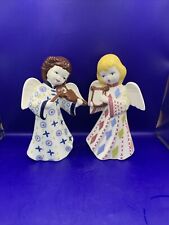 Set Of Vintage Hand Painted Ceramic Angels Christmas Decor. Kitschy picture