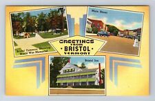 Bristol VT-Vermont, Scenic Town Greetings Landmarks, Antique, Vintage Postcard picture
