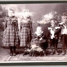 c1880s Virginia, Minn. Group Cute Children Fashion Cabinet Card Photo Damaged B9 picture