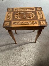 Italian Wood Inlay FLORENTINA Musical Jewelry Box Side Table with removable legs picture