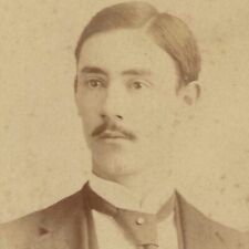 Antique Cabinet Card Victorian Photo Handsome Man Mustache Fulton Missouri picture