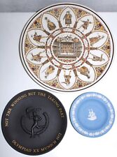 Wedgwood Historical Blue Black Jasperware 1972 Olympic Plate Shakespeare LOT 3 picture