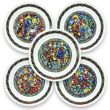 Limoges Porcelain Plate Set The Glory Of God Christian Stained Glass Plates picture