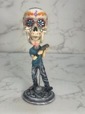 Day of the Dead White Sugar Skull Lead Band Singer Skeleton Bobblehead Figurine picture