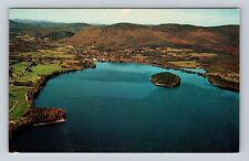 Island Pond VT-Vermont, Aerial Of Pond, Antique, Vintage Souvenir Postcard picture
