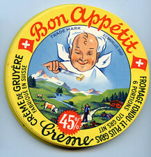 Original 1950 Bon Appetit Vintage Swiss Cheese Label Gruyere Fromage Chef Suisse picture