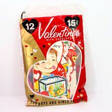 Lustre Brite Pack of 12 Valentines w/Envelopes Vintage New Old Stock Unopened picture